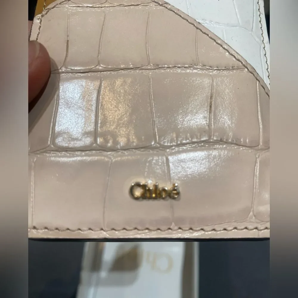 Chloe Walden Crocodile Embossed Leather Card Holder with box like new